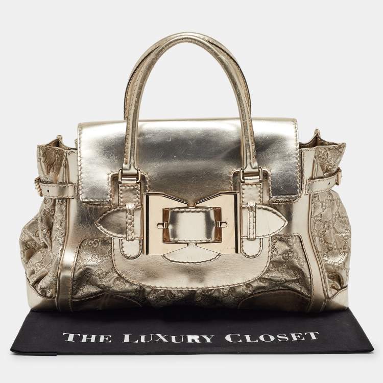 Pre Owned Gucci Gold Guccissima Leather Large Queen Satchel
