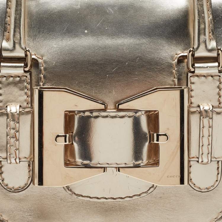 Pre Owned Gucci Gold Guccissima Leather Large Queen Satchel