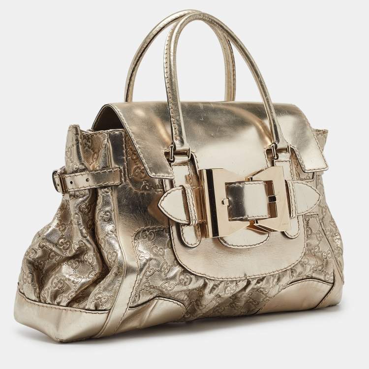 Pre Owned Gucci Gold Guccissima Leather Large Queen Satchel