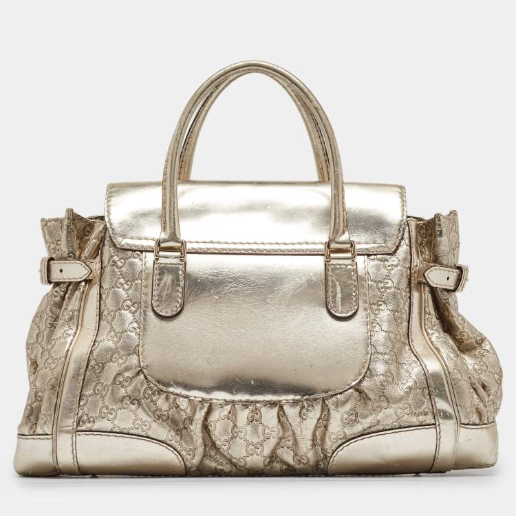 Pre Owned Gucci Gold Guccissima Leather Large Queen Satchel