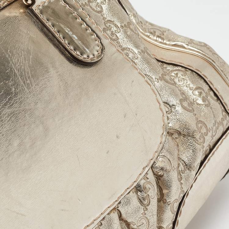 Pre Owned Gucci Gold Guccissima Leather Large Queen Satchel