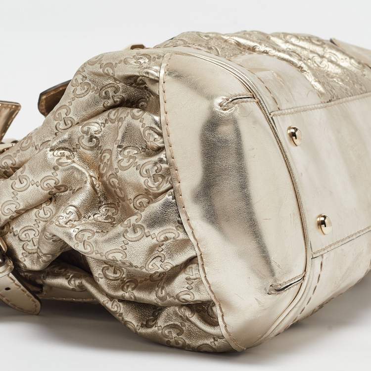 Pre Owned Gucci Gold Guccissima Leather Large Queen Satchel