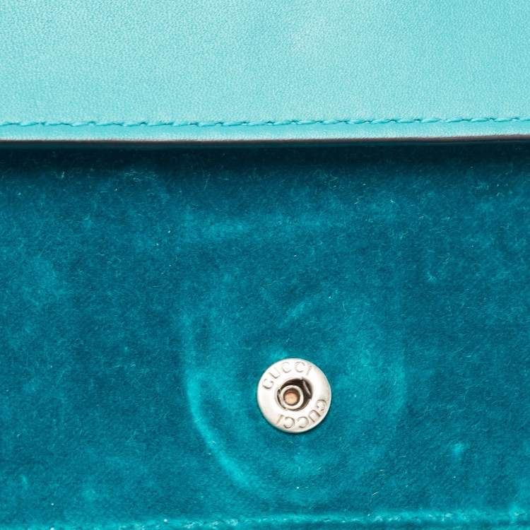 Pre Owned Gucci Teal Velvet and Leather Super Mini Dionysus Shoulder Bag