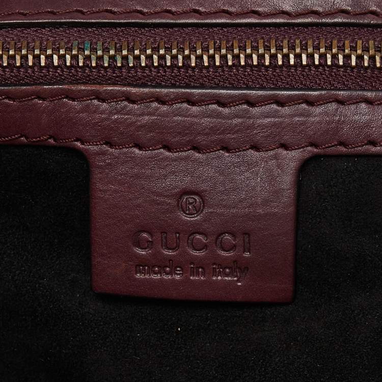 Pre Owned Gucci Two Tone Burgundy Leather Stirrup Shoulder Bag