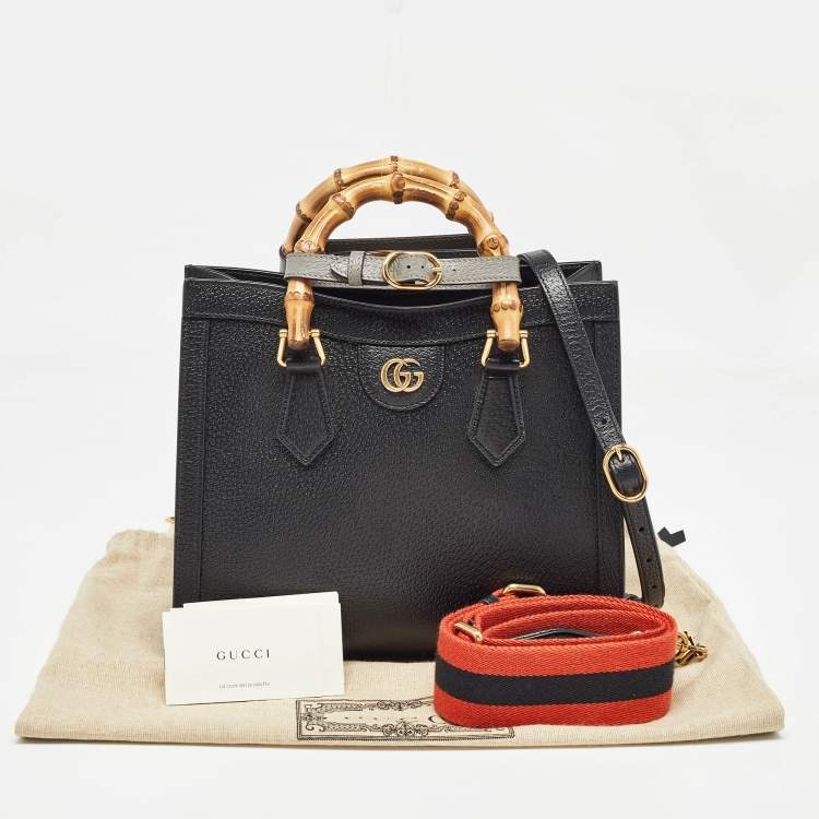 Pre Owned Gucci Black Leather Small Diana Tote