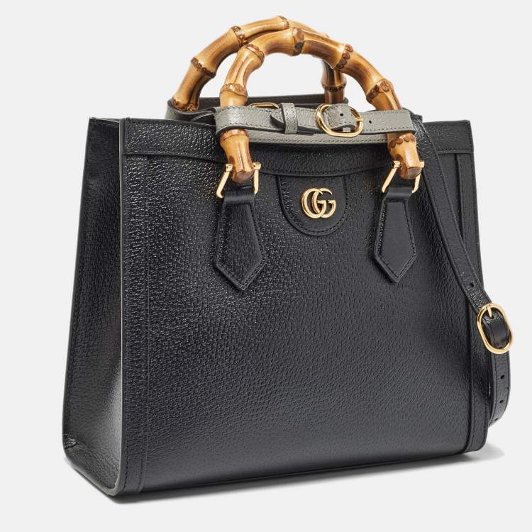 Pre Owned Gucci Black Leather Small Diana Tote