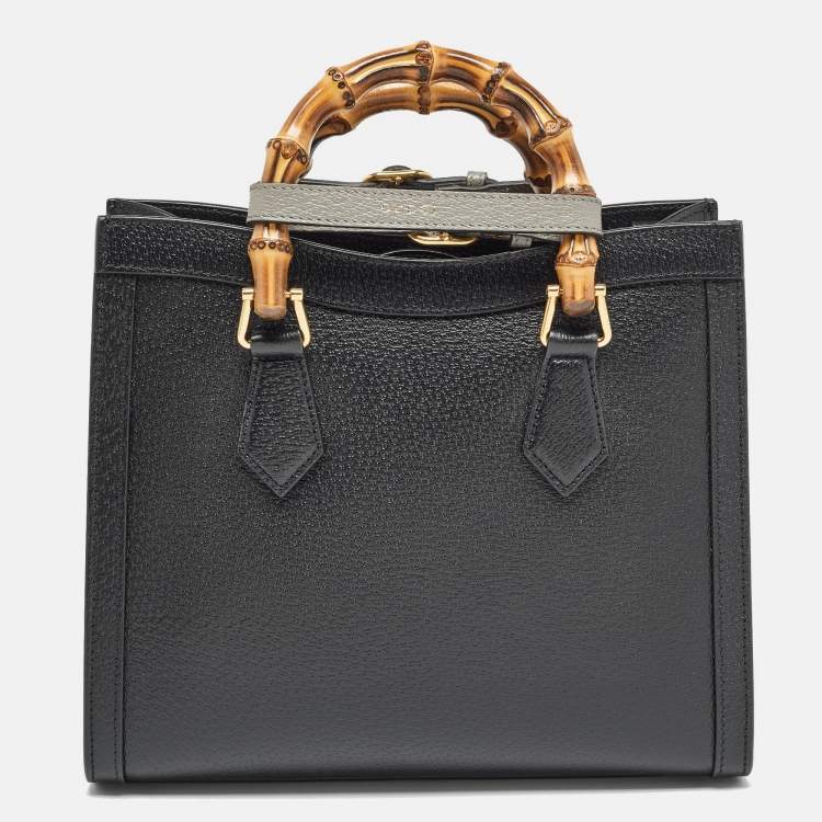 Pre Owned Gucci Black Leather Small Diana Tote