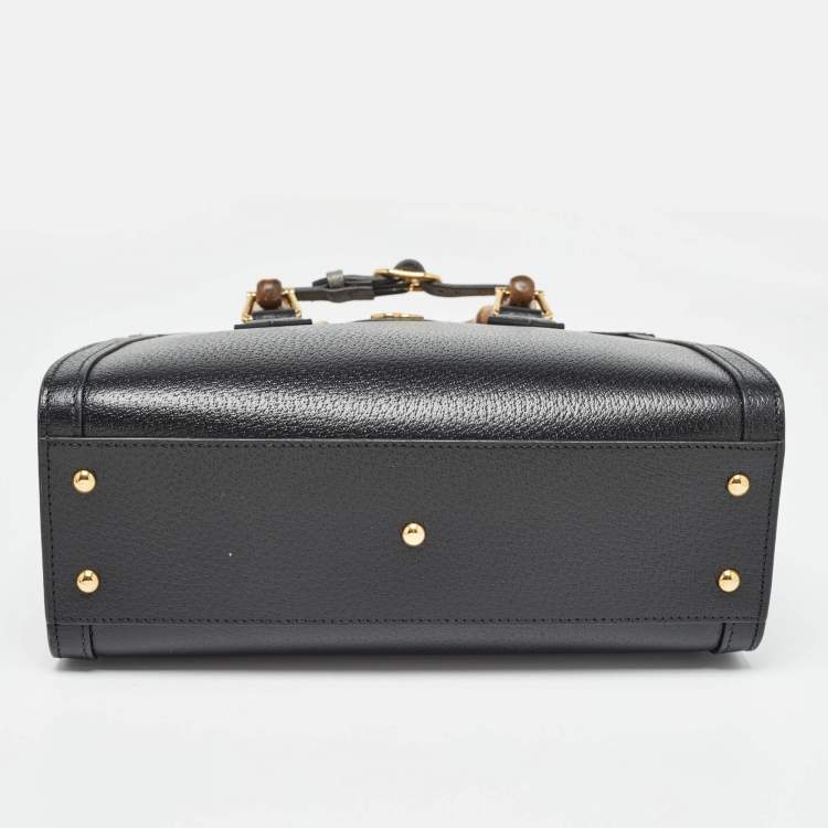 Pre Owned Gucci Black Leather Small Diana Tote