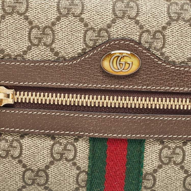 Pre Owned Gucci Beige/Brown GG Supreme Canvas and Leather Ophidia Belt Bag