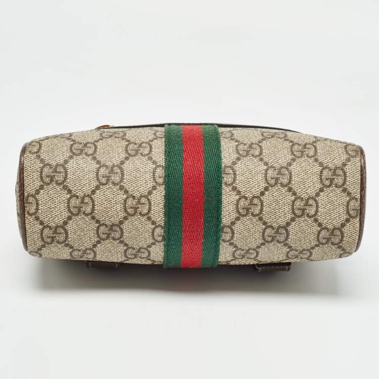 Pre Owned Gucci Beige/Brown GG Supreme Canvas and Leather Ophidia Belt Bag