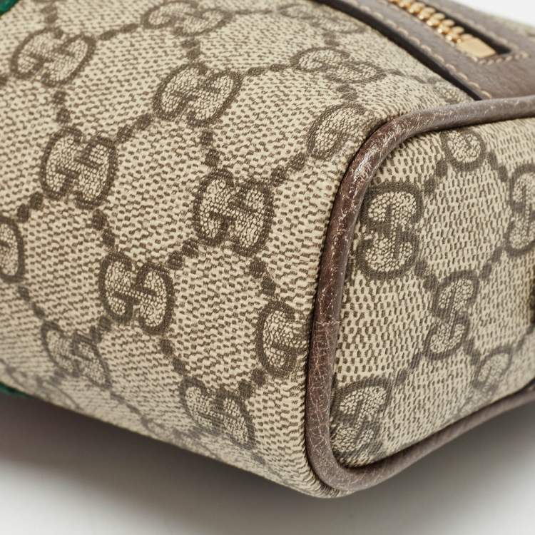 Pre Owned Gucci Beige/Brown GG Supreme Canvas and Leather Ophidia Belt Bag