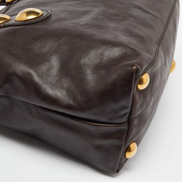 مملوكة مسبقًا Gucci Dark Brown Leather Babouska Tote