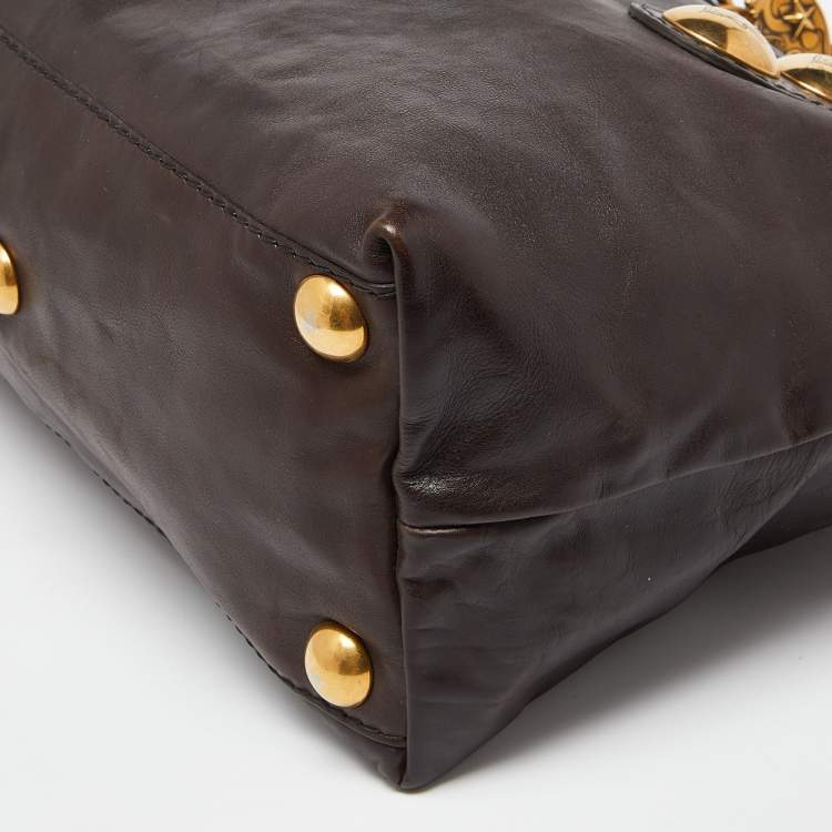 مملوكة مسبقًا Gucci Dark Brown Leather Babouska Tote
