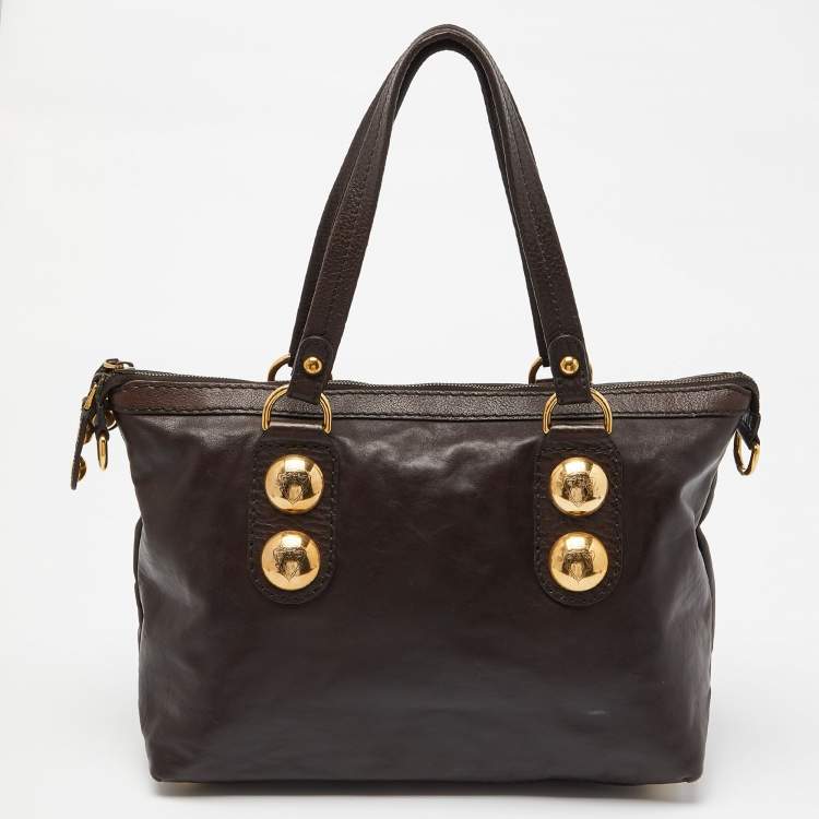 مملوكة مسبقًا Gucci Dark Brown Leather Babouska Tote