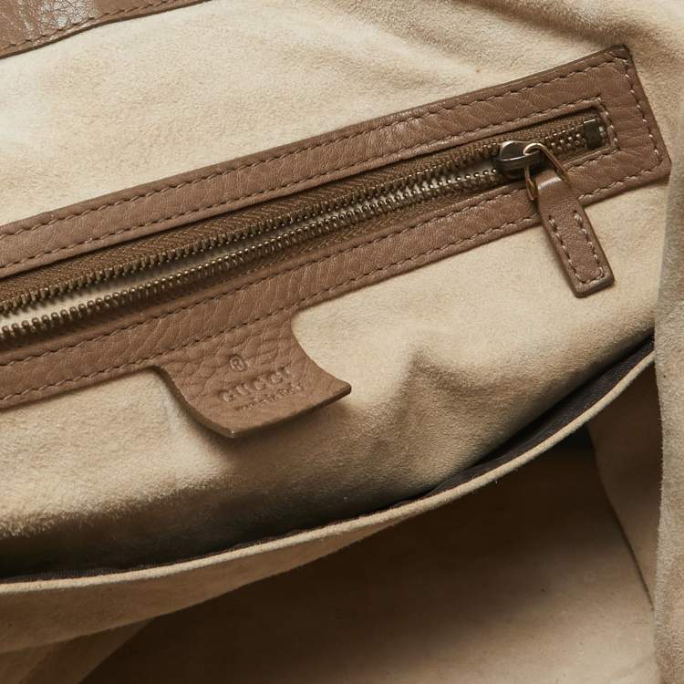 Pre Owned Gucci Beige Leather 1973 Flap Tote