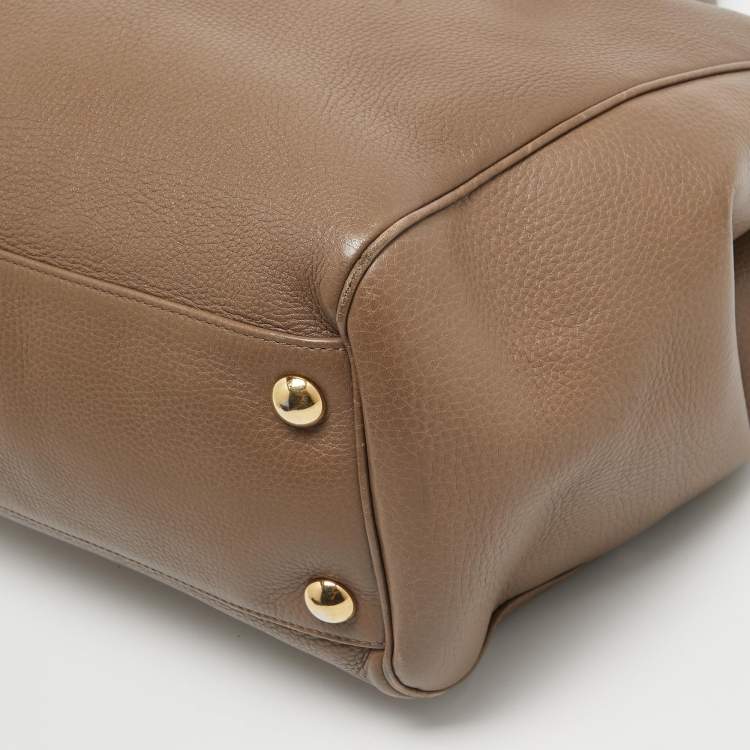Pre Owned Gucci Beige Leather 1973 Flap Tote
