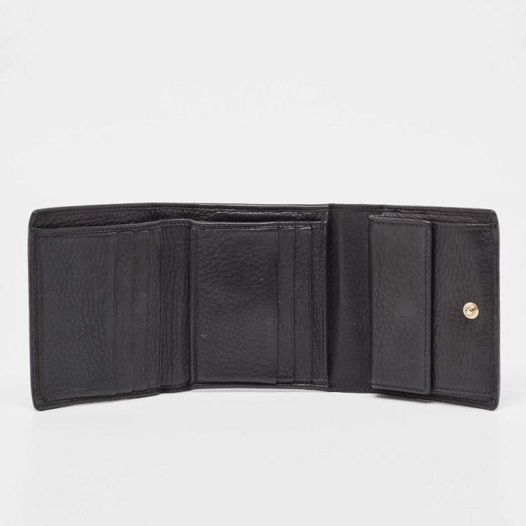 Pre Owned Gucci Black Leather Soho Trifold Wallet