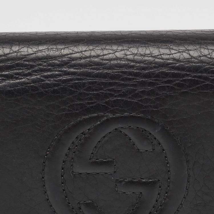 Pre Owned Gucci Black Leather Soho Trifold Wallet