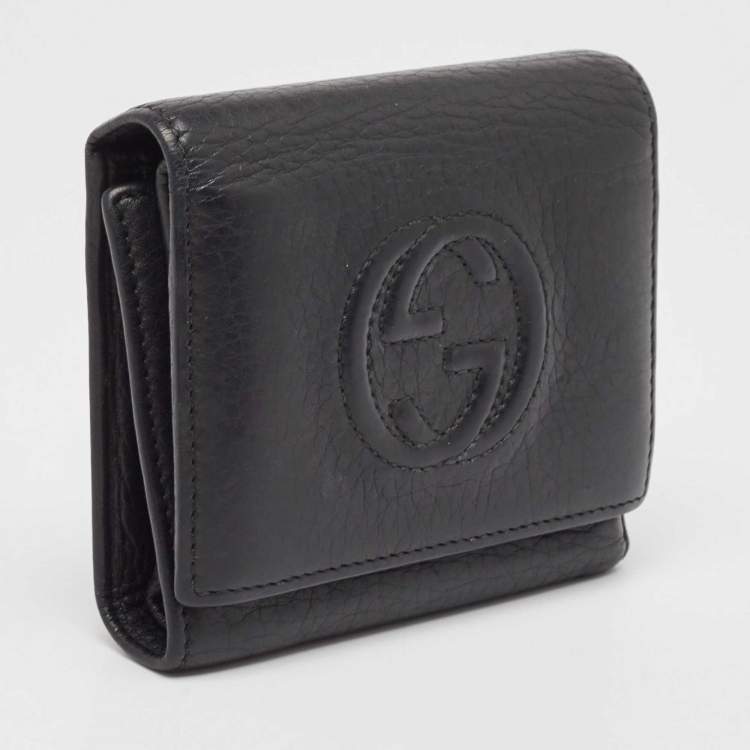 Pre Owned Gucci Black Leather Soho Trifold Wallet
