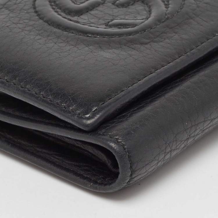Pre Owned Gucci Black Leather Soho Trifold Wallet