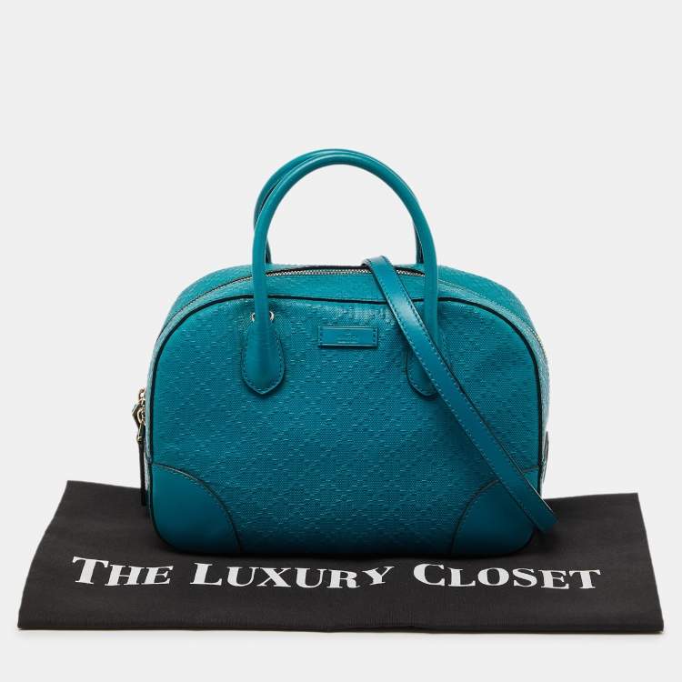 مملوكة مسبقًا Gucci Turquoise Diamante Leather Small Satchel