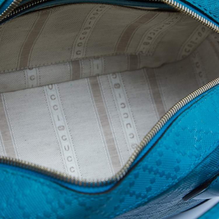 مملوكة مسبقًا Gucci Turquoise Diamante Leather Small Satchel