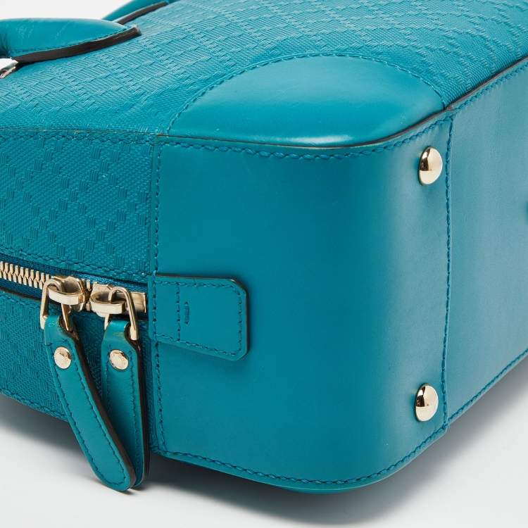 مملوكة مسبقًا Gucci Turquoise Diamante Leather Small Satchel