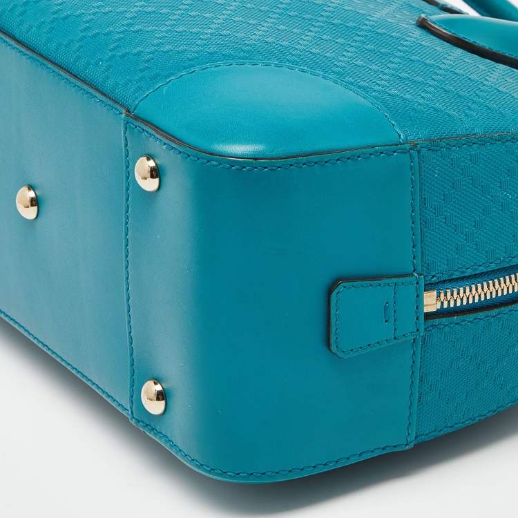 مملوكة مسبقًا Gucci Turquoise Diamante Leather Small Satchel