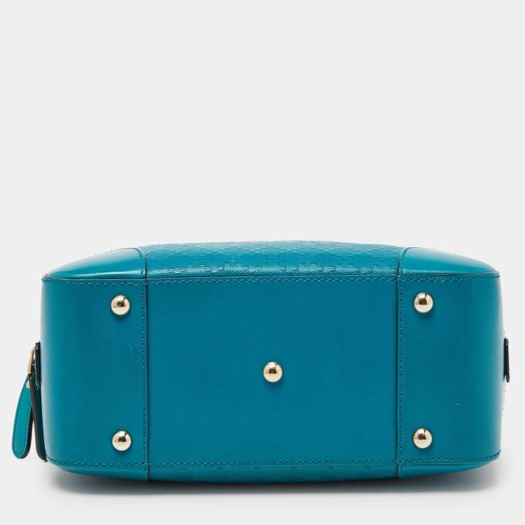 مملوكة مسبقًا Gucci Turquoise Diamante Leather Small Satchel