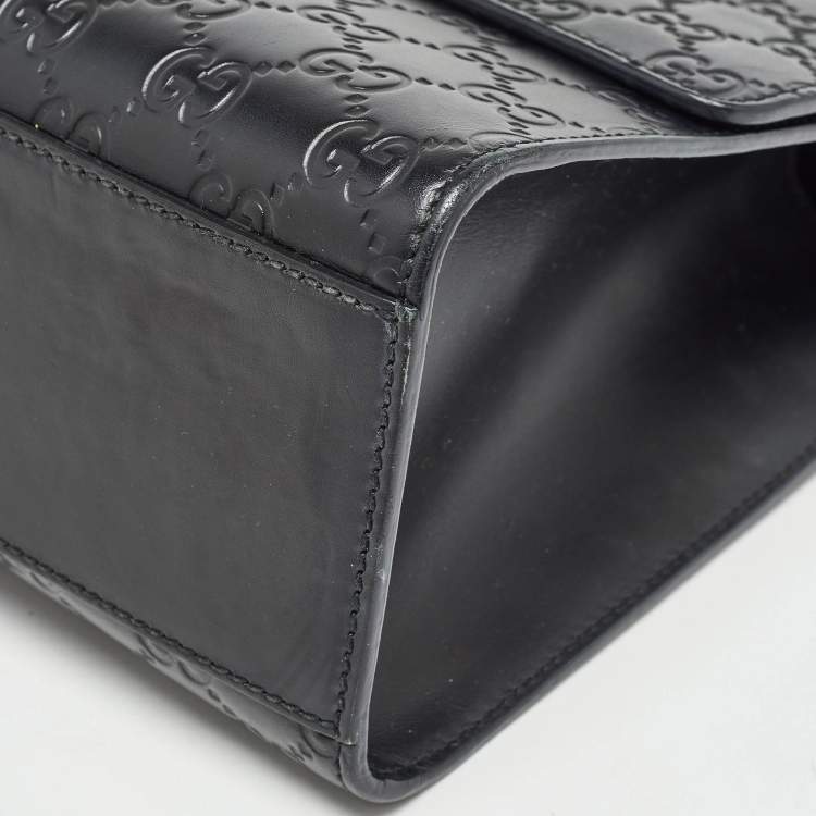 مملوكة مسبقًا Gucci Black Guccissima Leather Medium Padlock Shoulder Bag