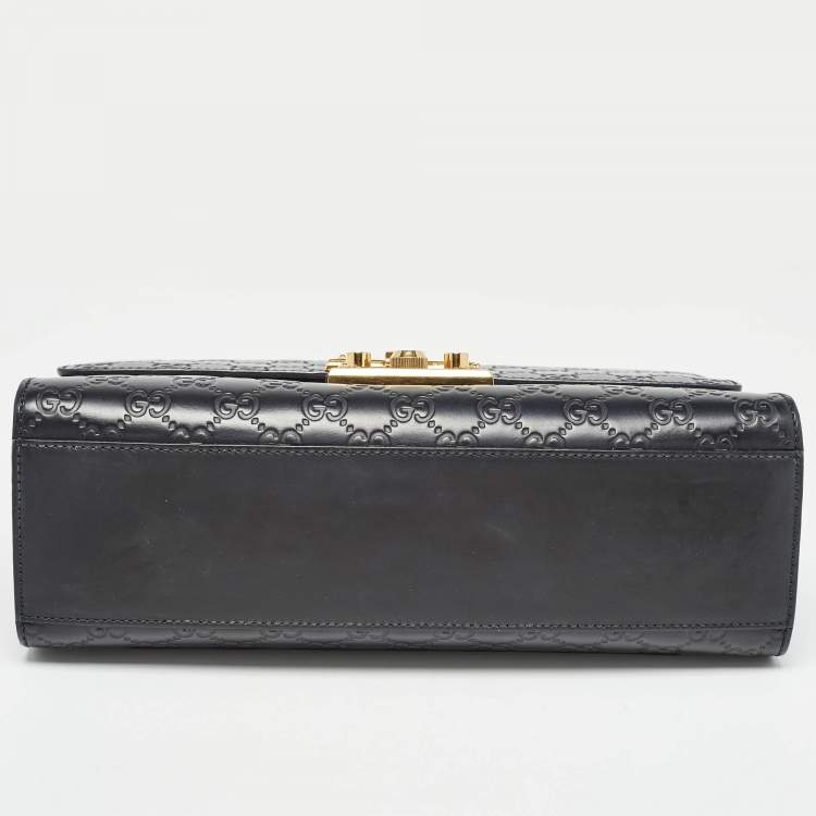مملوكة مسبقًا Gucci Black Guccissima Leather Medium Padlock Shoulder Bag