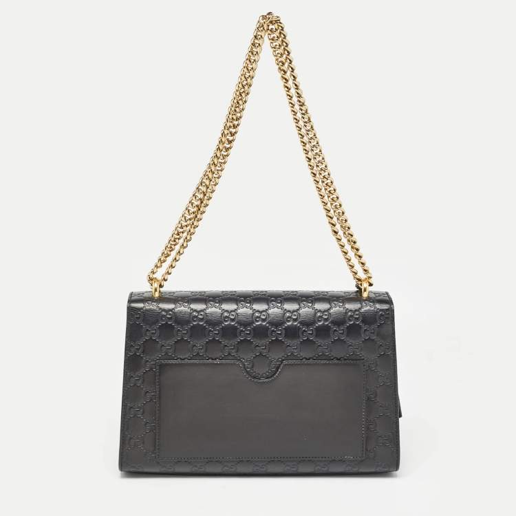 مملوكة مسبقًا Gucci Black Guccissima Leather Medium Padlock Shoulder Bag