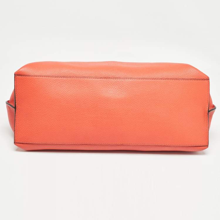 Pre Owned Gucci Orange Leather Large Bamboo Daily Top Handle Bag