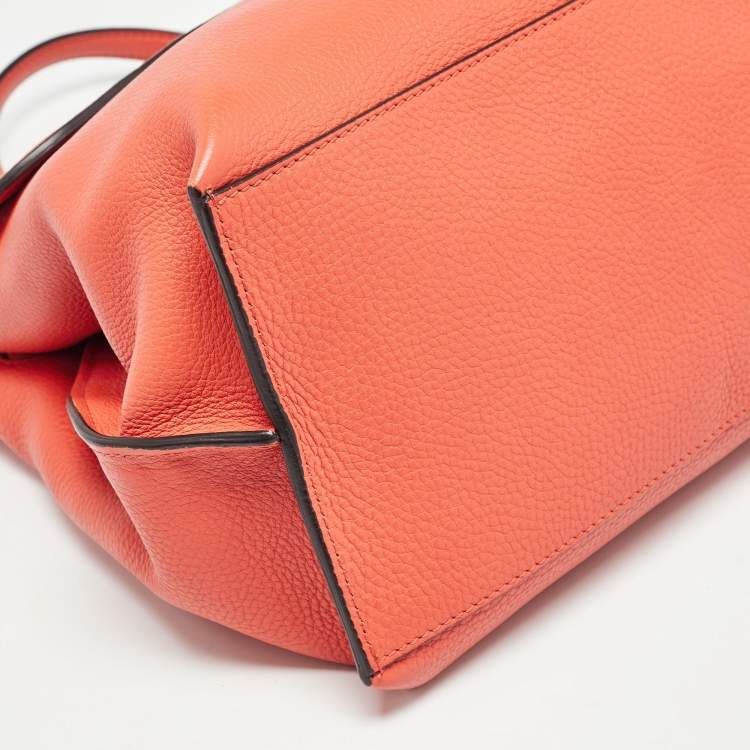 Pre Owned Gucci Orange Leather Large Bamboo Daily Top Handle Bag