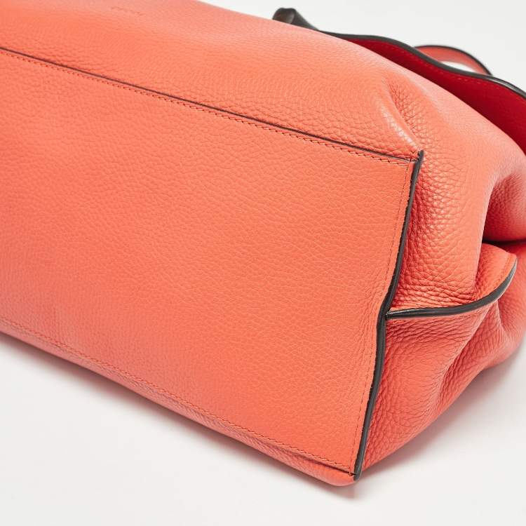 Pre Owned Gucci Orange Leather Large Bamboo Daily Top Handle Bag