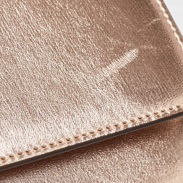 Pre Owned Gucci Rose Gold Leather Crystals Broadway Clutch Bag