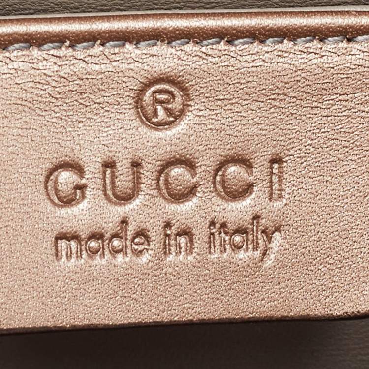 Pre Owned Gucci Rose Gold Leather Crystals Broadway Clutch Bag