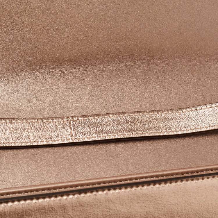 Pre Owned Gucci Rose Gold Leather Crystals Broadway Clutch Bag