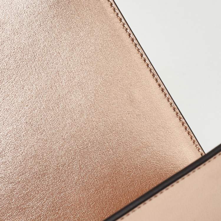 Pre Owned Gucci Rose Gold Leather Crystals Broadway Clutch Bag