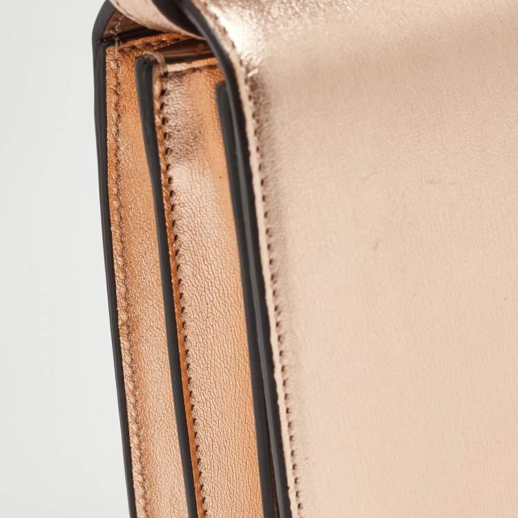 Pre Owned Gucci Rose Gold Leather Crystals Broadway Clutch Bag