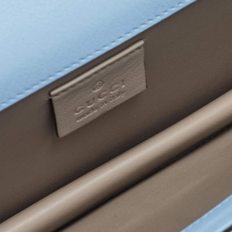 Pre Owned Gucci Light Blue Suede Broadway Clutch