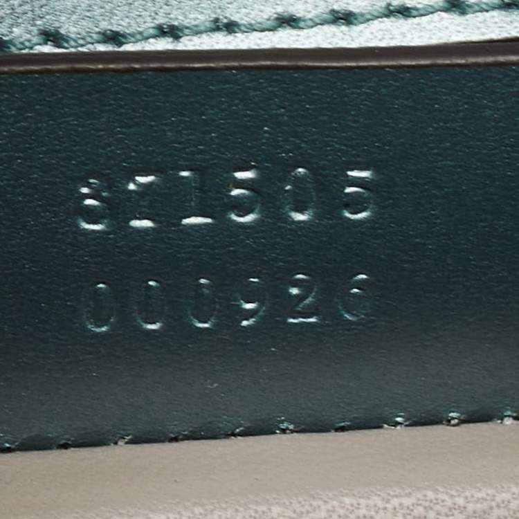 Pre Owned Gucci Metallic Mint Green Leather Crystals Broadway Clutch Bag