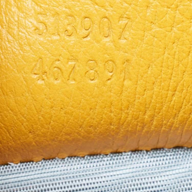 Pre Owned Gucci Mustard Leather Garden Bat Vertical Shopping Tote