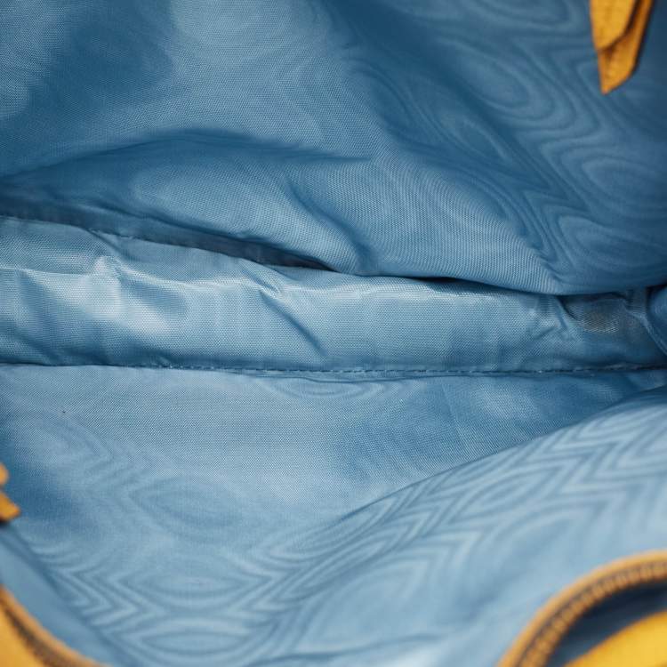 Pre Owned Gucci Mustard Leather Garden Bat Vertical Shopping Tote