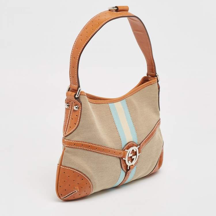 Pre Owned Gucci Tricolor Canvas and Leather GG Reins Hobo