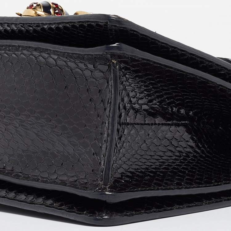 Pre Owned Gucci Black Water Snake Small Queen Margaret Top Handle Bag