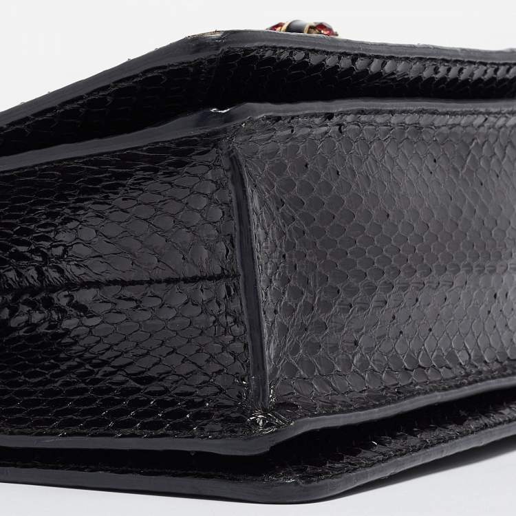 Pre Owned Gucci Black Water Snake Small Queen Margaret Top Handle Bag