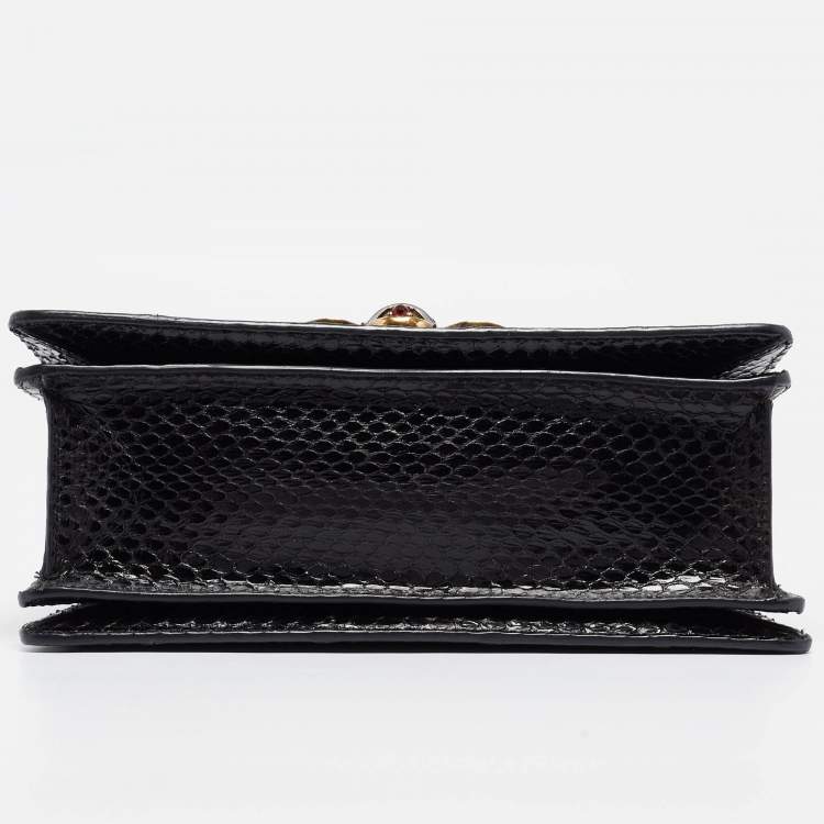 Pre Owned Gucci Black Water Snake Small Queen Margaret Top Handle Bag