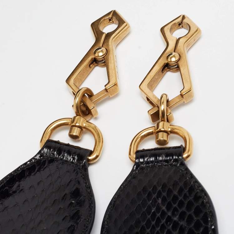 Pre Owned Gucci Black Water Snake Small Queen Margaret Top Handle Bag