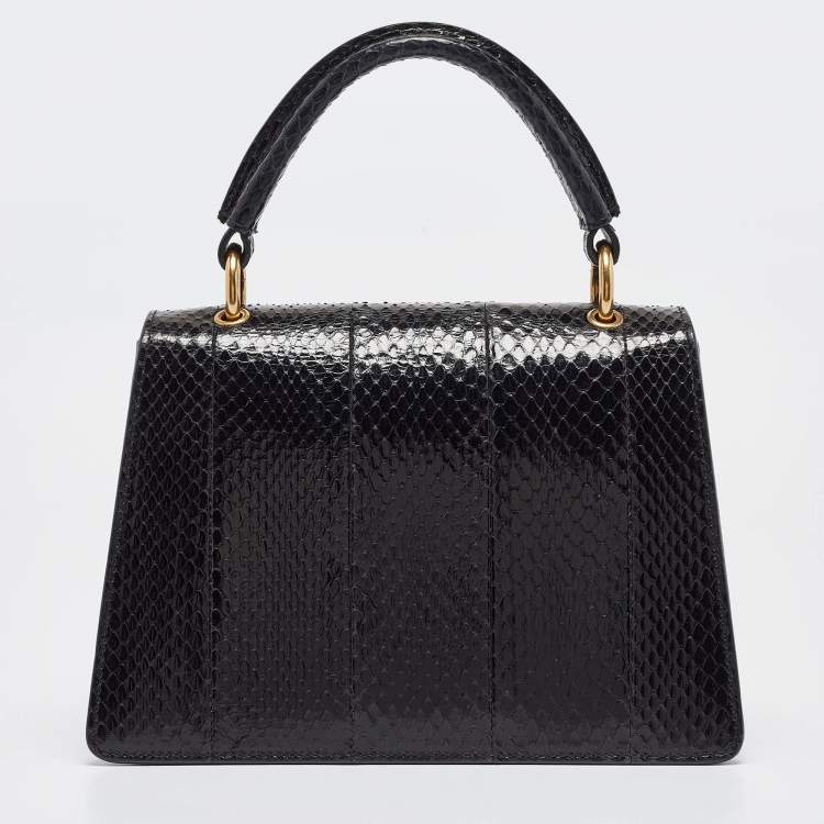 Pre Owned Gucci Black Water Snake Small Queen Margaret Top Handle Bag